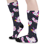 Space Astronaut Unicorn Pattern Print Long Socks