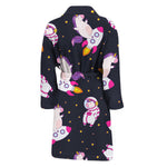 Space Astronaut Unicorn Pattern Print Men's Bathrobe