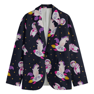 Space Astronaut Unicorn Pattern Print Men's Blazer