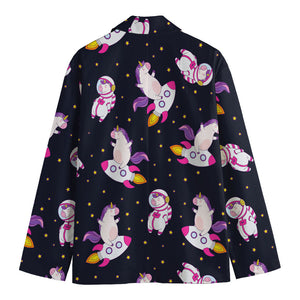 Space Astronaut Unicorn Pattern Print Men's Blazer