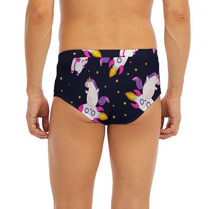 Space Astronaut Unicorn Pattern Print Men's Briefs