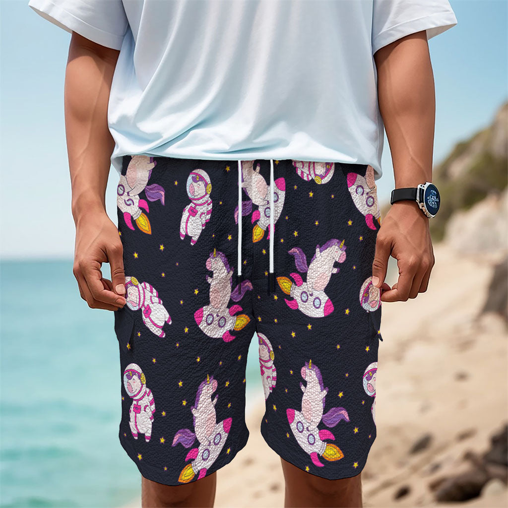 Space Astronaut Unicorn Pattern Print Men's Cargo Shorts