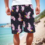 Space Astronaut Unicorn Pattern Print Men's Cargo Shorts