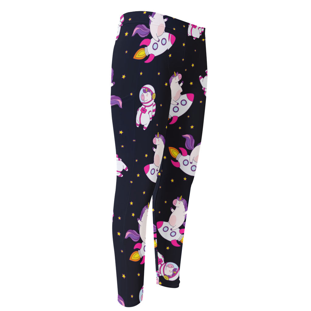 Space Astronaut Unicorn Pattern Print Men's Compression Pants