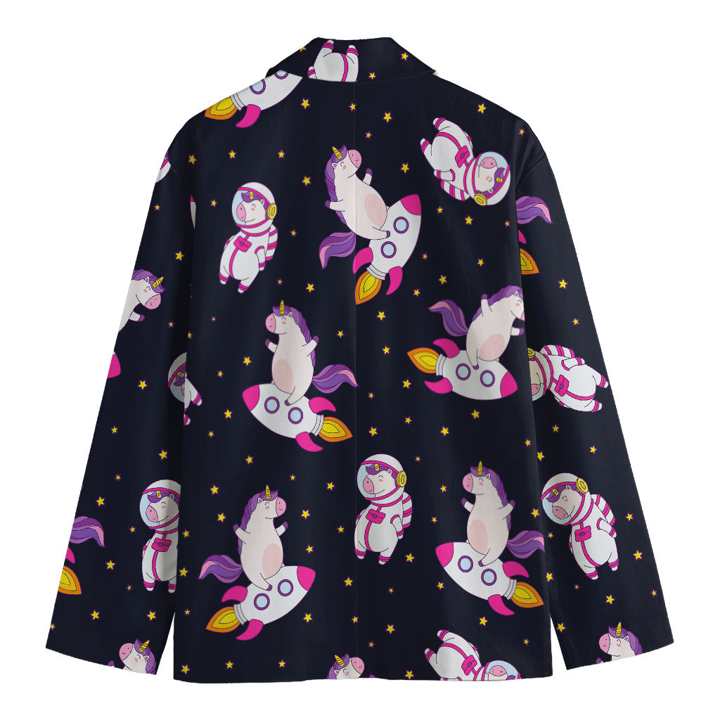 Space Astronaut Unicorn Pattern Print Men's Cotton Blazer