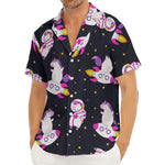 Space Astronaut Unicorn Pattern Print Men's Deep V-Neck Shirt