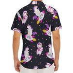 Space Astronaut Unicorn Pattern Print Men's Deep V-Neck Shirt