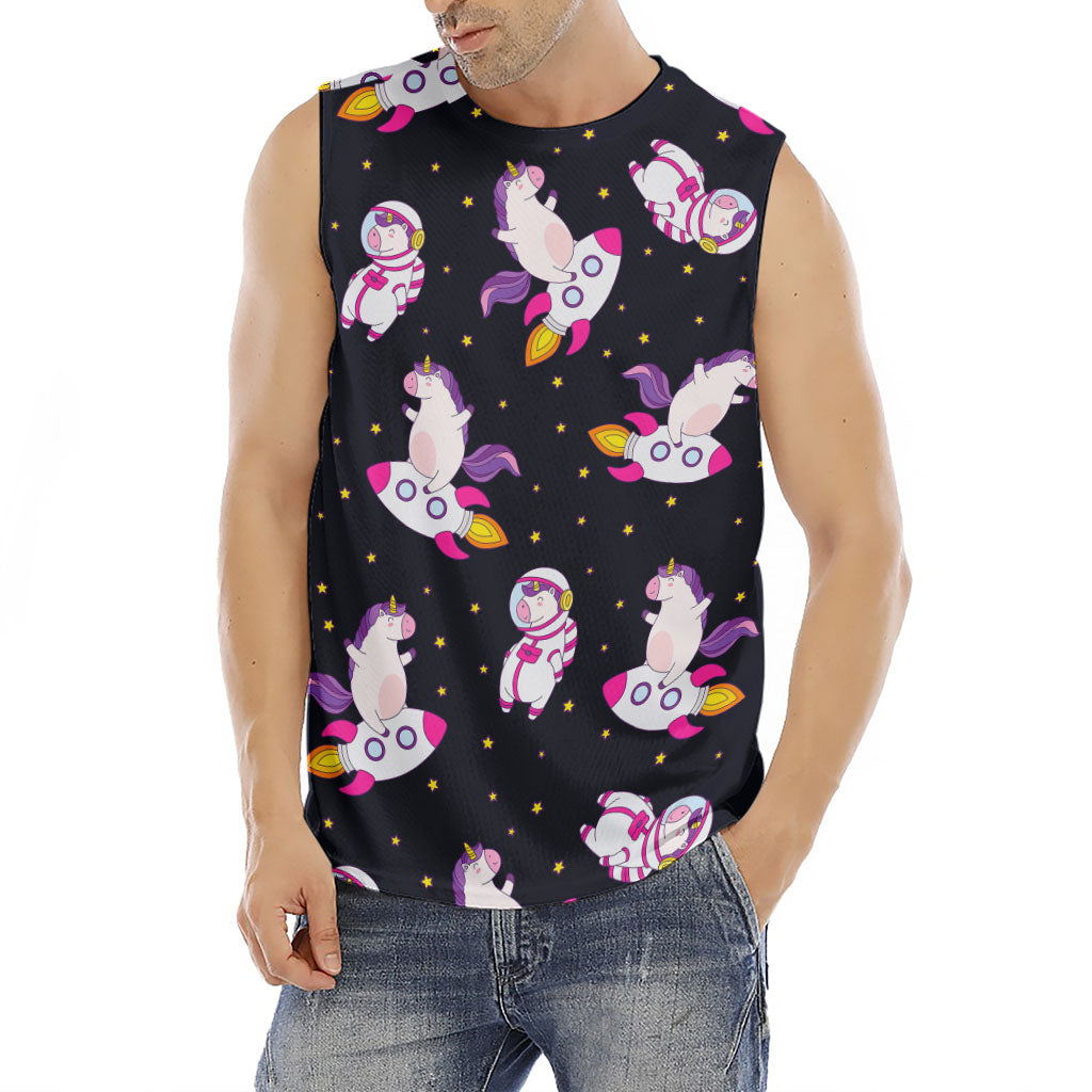 Space Astronaut Unicorn Pattern Print Men's Fitness Tank Top