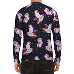 Space Astronaut Unicorn Pattern Print Men's Long Sleeve Rash Guard