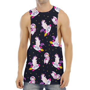 Space Astronaut Unicorn Pattern Print Men's Muscle Tank Top