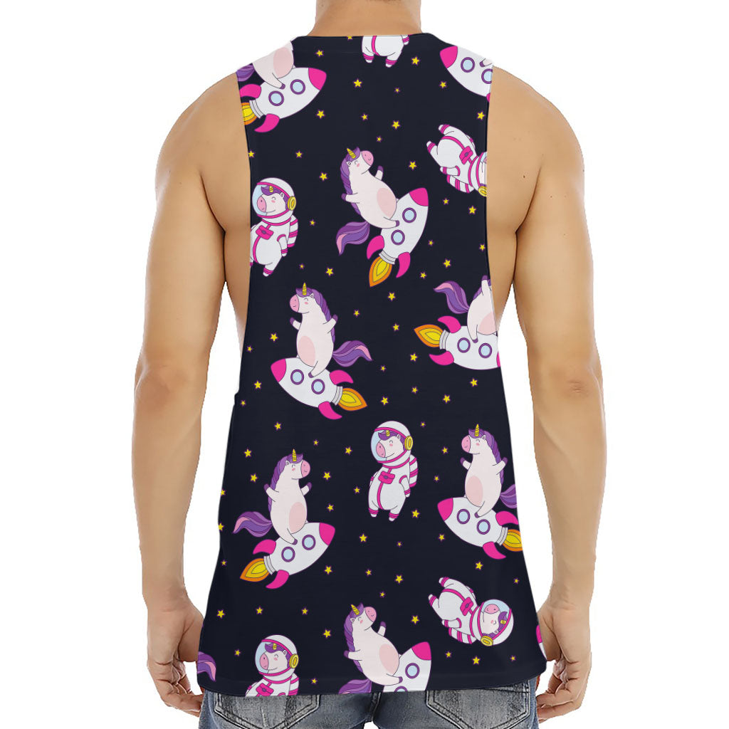 Space Astronaut Unicorn Pattern Print Men's Muscle Tank Top