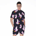 Space Astronaut Unicorn Pattern Print Men's Romper