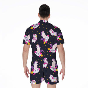 Space Astronaut Unicorn Pattern Print Men's Rompers