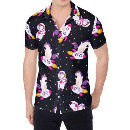 Space Astronaut Unicorn Pattern Print Men's Shirt