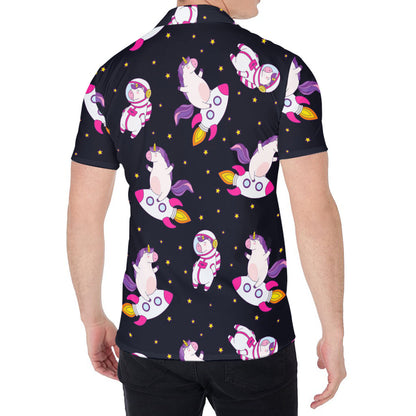 Space Astronaut Unicorn Pattern Print Men's Shirt