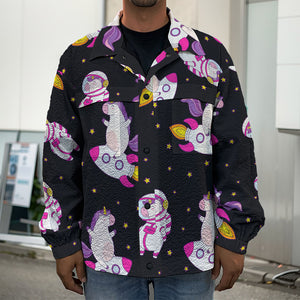 Space Astronaut Unicorn Pattern Print Men's Shirt Jacket