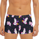 Space Astronaut Unicorn Pattern Print Men's Short Boxer Briefs