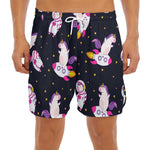 Space Astronaut Unicorn Pattern Print Men's Split Running Shorts