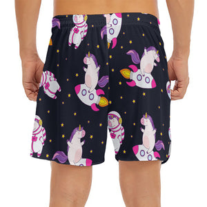 Space Astronaut Unicorn Pattern Print Men's Split Running Shorts