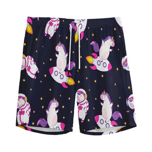 Space Astronaut Unicorn Pattern Print Men's Sports Shorts