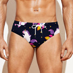 Space Astronaut Unicorn Pattern Print Men's Swim Briefs