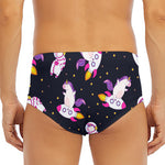 Space Astronaut Unicorn Pattern Print Men's Triangle Swim Briefs