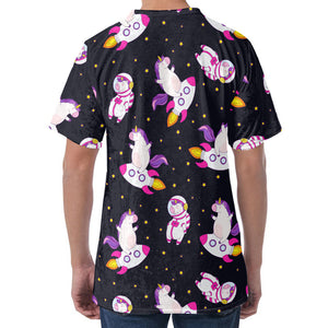 Space Astronaut Unicorn Pattern Print Men's Velvet T-Shirt