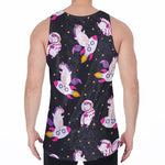 Space Astronaut Unicorn Pattern Print Men's Velvet Tank Top