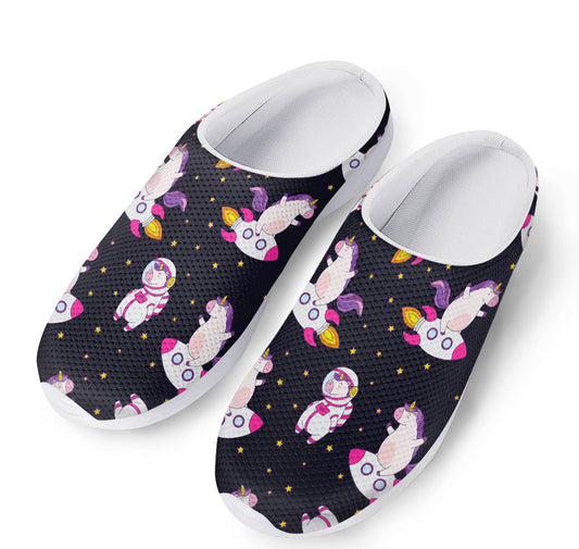 Space Astronaut Unicorn Pattern Print Mesh Casual Shoes