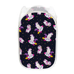 Space Astronaut Unicorn Pattern Print Mesh Laundry Hamper