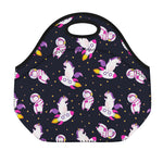 Space Astronaut Unicorn Pattern Print Neoprene Lunch Bag