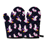 Space Astronaut Unicorn Pattern Print Oven Mitts