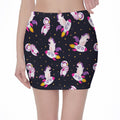 Space Astronaut Unicorn Pattern Print Pencil Mini Skirt