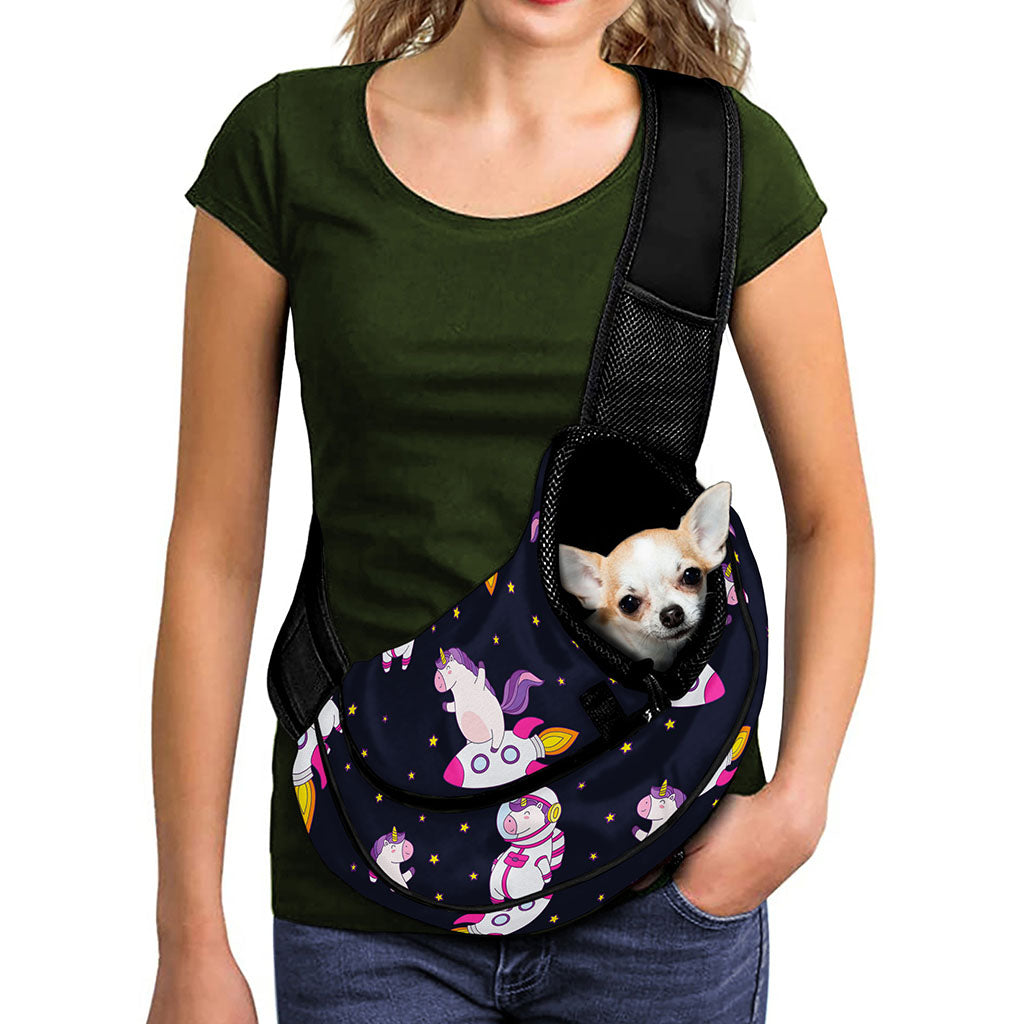 Space Astronaut Unicorn Pattern Print Pet Sling Carrier