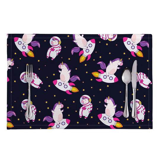 Space Astronaut Unicorn Pattern Print Placemat