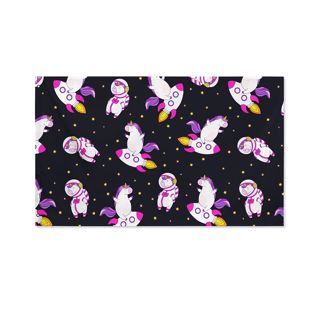 Space Astronaut Unicorn Pattern Print Polyester Flag