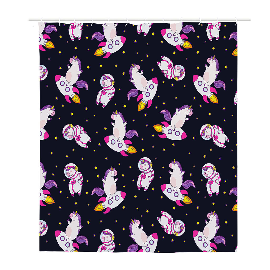 Space Astronaut Unicorn Pattern Print Polyester Shower Curtain