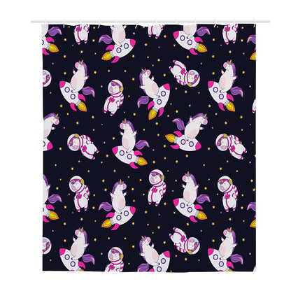 Space Astronaut Unicorn Pattern Print Polyester Shower Curtain