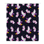 Space Astronaut Unicorn Pattern Print Polyester Shower Curtain