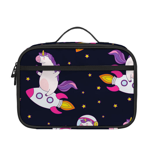 Space Astronaut Unicorn Pattern Print Portable Lunch Bag