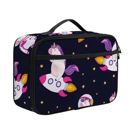 Space Astronaut Unicorn Pattern Print Portable Lunch Bag