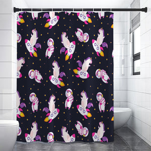 Space Astronaut Unicorn Pattern Print Premium Shower Curtain