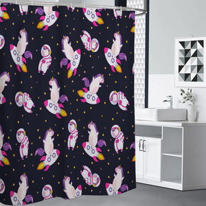 Space Astronaut Unicorn Pattern Print Premium Shower Curtain