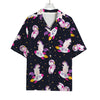 Space Astronaut Unicorn Pattern Print Rayon Hawaiian Shirt