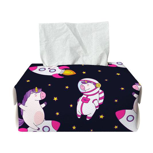 Space Astronaut Unicorn Pattern Print Rectangle Tissue Box Cover