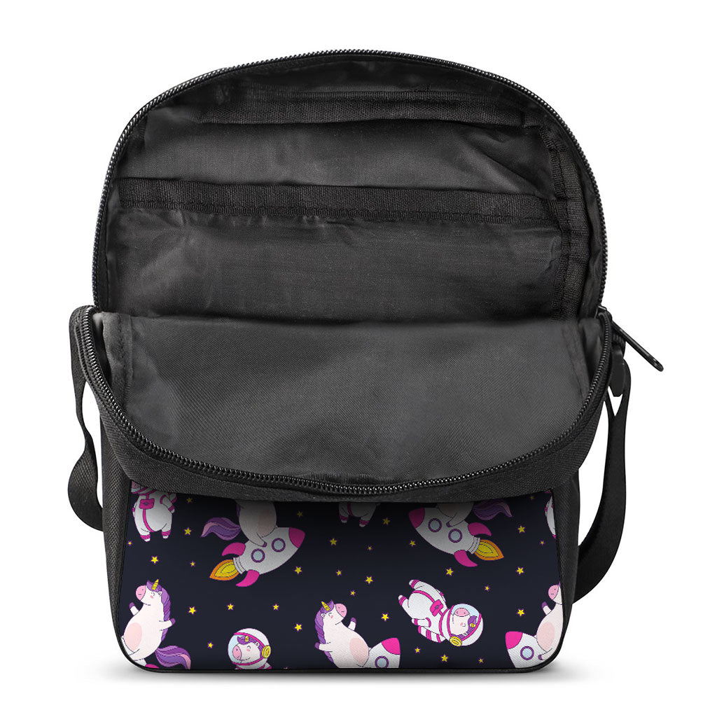 Space Astronaut Unicorn Pattern Print Rectangular Crossbody Bag