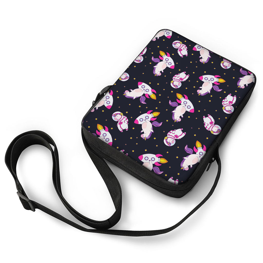 Space Astronaut Unicorn Pattern Print Rectangular Crossbody Bag