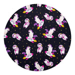 Space Astronaut Unicorn Pattern Print Round Blanket