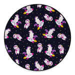 Space Astronaut Unicorn Pattern Print Round Floor Mat