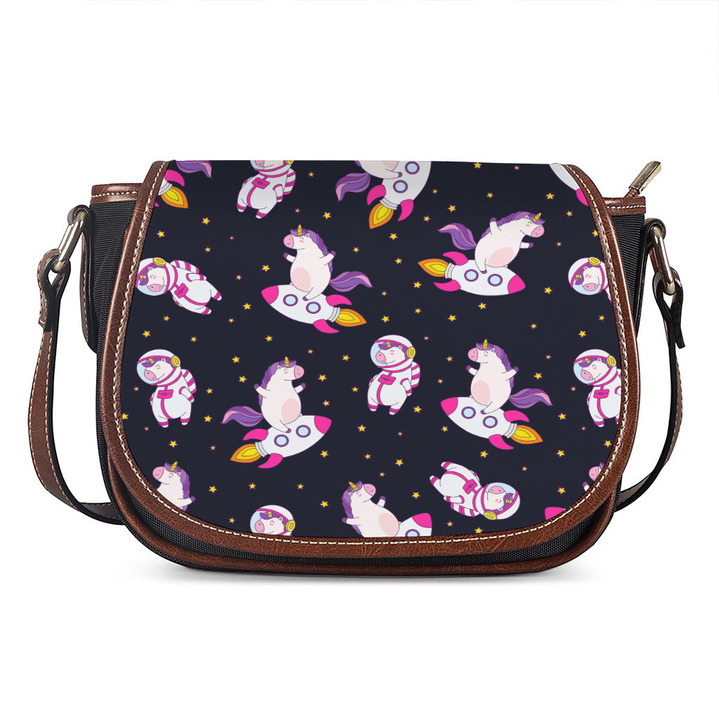 Space Astronaut Unicorn Pattern Print Saddle Bag